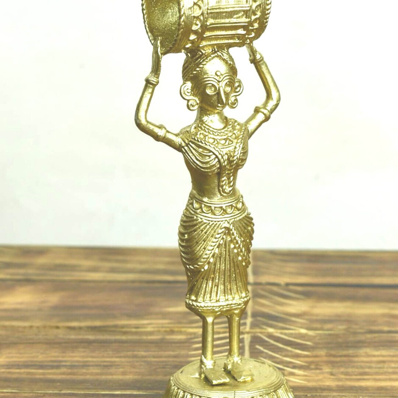 Indian Brass Decor / Lady Vintage look Handcrafted Dhokra Art/Brass/Tissue Holder Showpiece/Decoration/ Handmade/Decor
